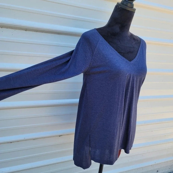 NWT $48 JOSIE TUNIC TOP Modal V-NECK LONG SLEEVE Stretch KNIT Heather Blue S - Picture 5 of 9